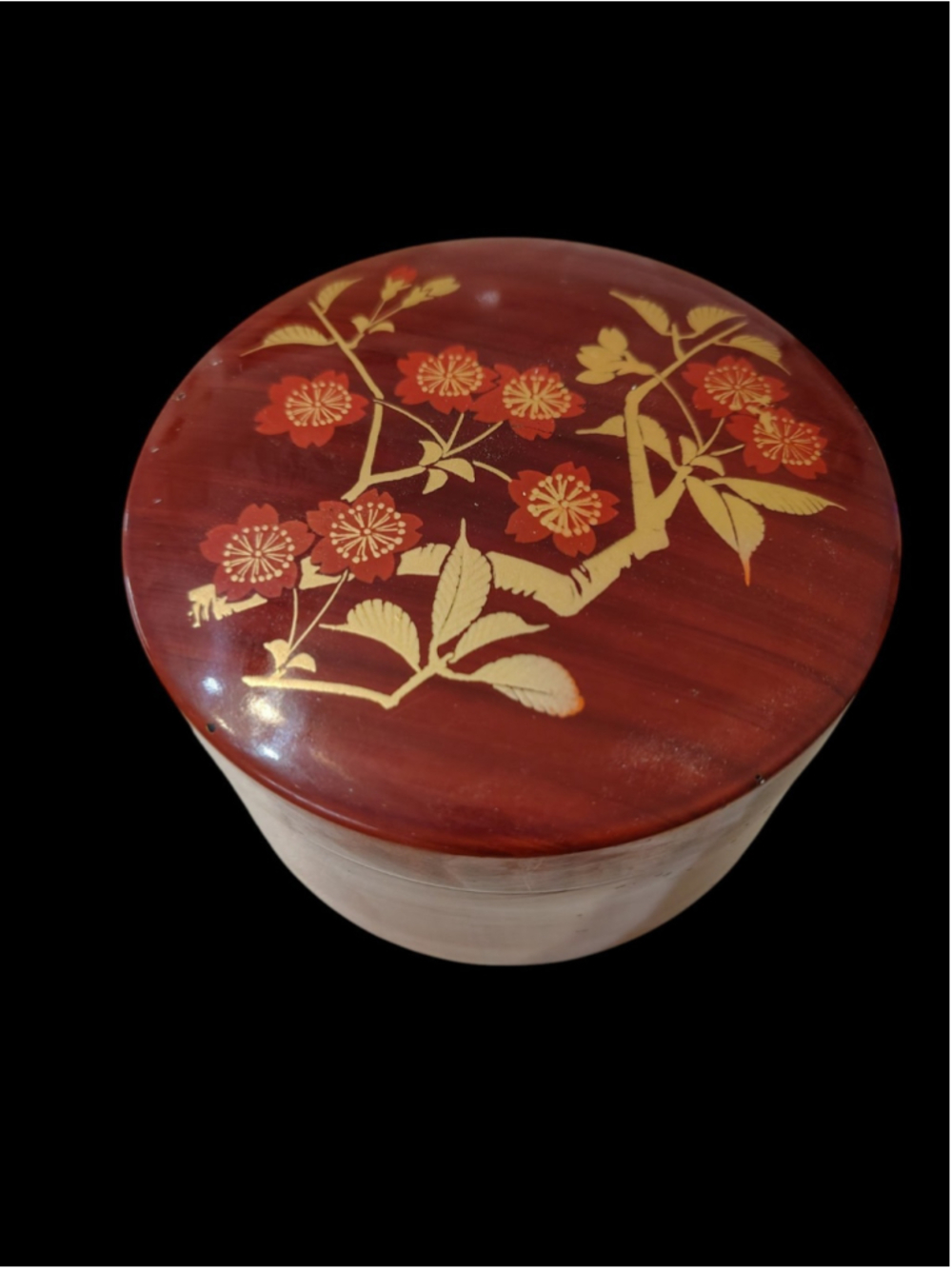 Vintage Japanese Lacquerware 4 Piece Coaster Set In Floral box MCM otagiri?